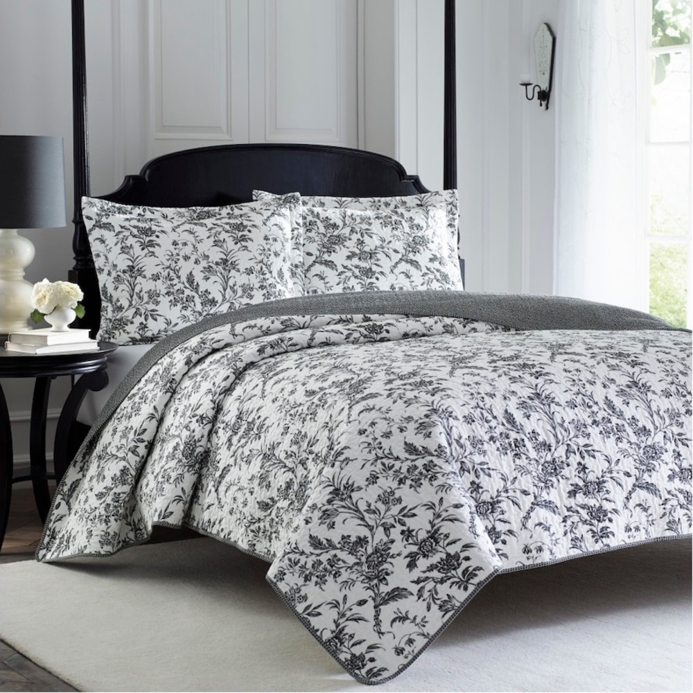 Laura Ashley 2pc Amberley Collection Quilt Set, Twin Black